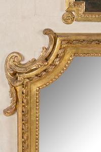 A French Painted and Parcel Gilt Trumeau Mirror