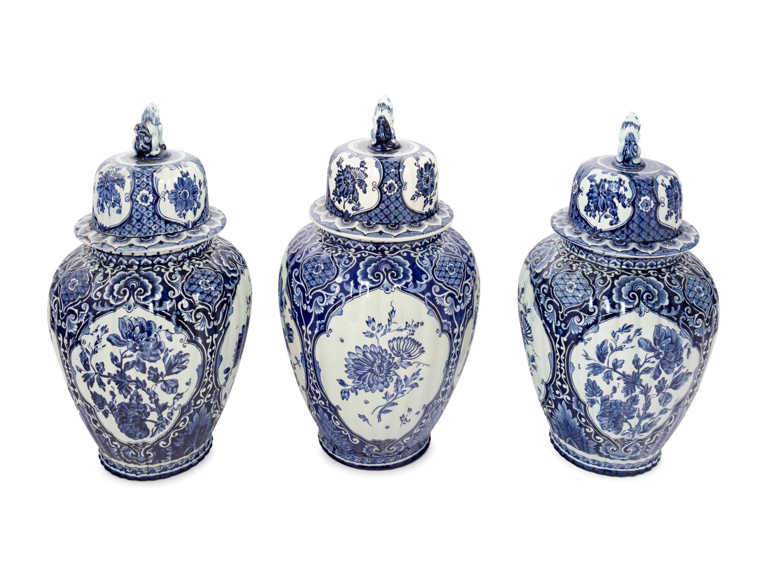 A Group of Six Delft Ware Jars