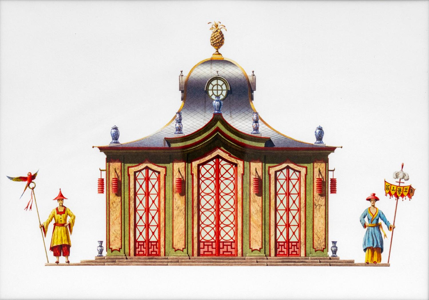 A Group of Gilt Framed Color Reproductions of Dams & Zega's Watercolors Chinoiseries — 20TH CENTURY