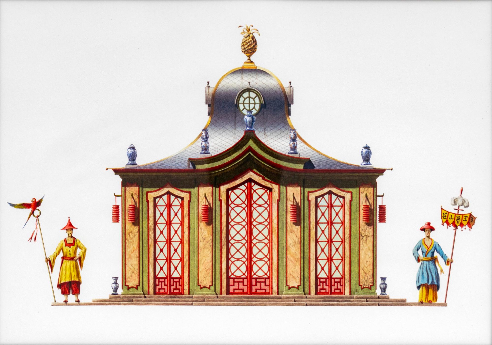A Group of Gilt Framed Color Reproductions of Dams & Zega's Watercolors Chinoiseries — 20TH CENTURY