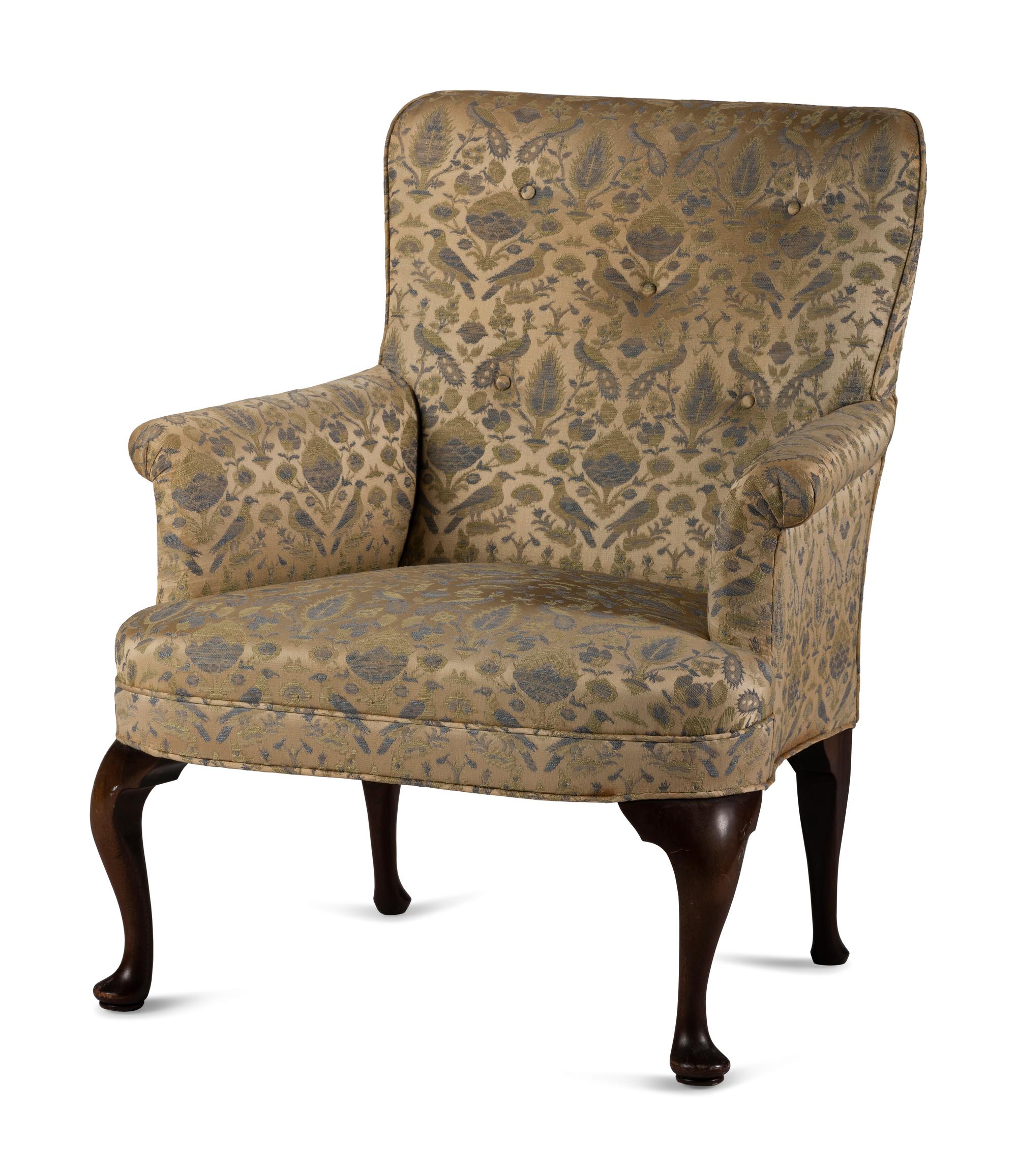 A Queen Anne Style Carved Walnut Armchair