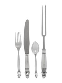 A George Jensen Acorn Silver Flatware Service