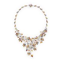 Multi Colored Sapphire, Diamond, and White Gold Necklace