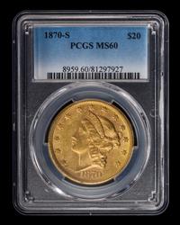 A United States 1870-S Liberty Head $20 Gold Coin