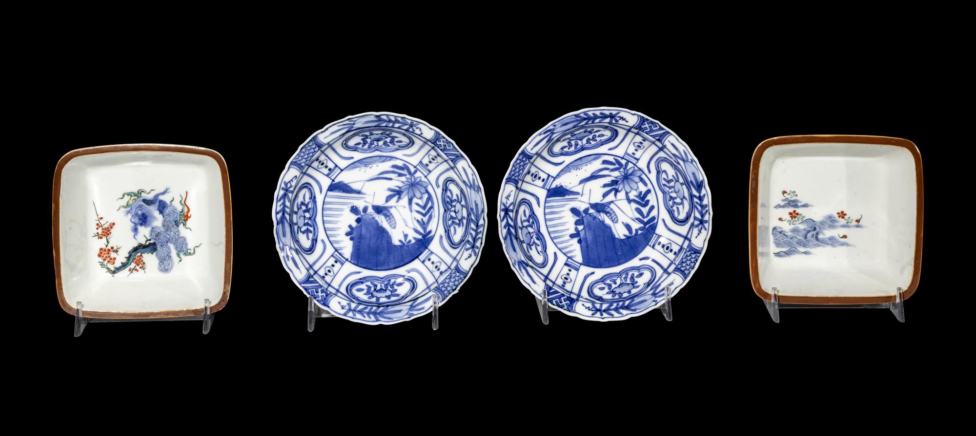 Four Japanese Blue and White Porcelain Wares