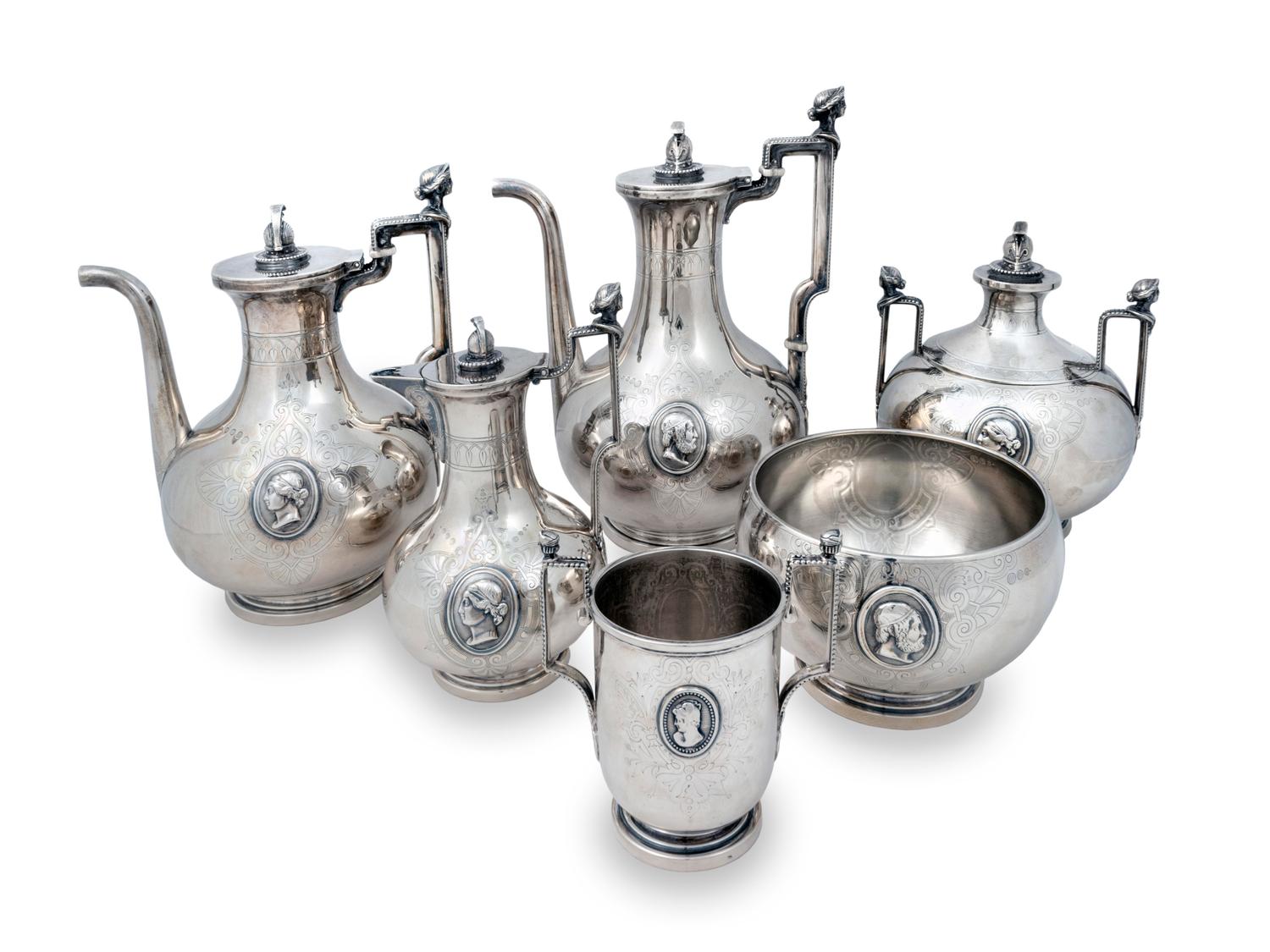 An American Silver Neoclassical Style Tea Set — Bigelow Bros. & Kennard, Boston, MA, circa 1860-70