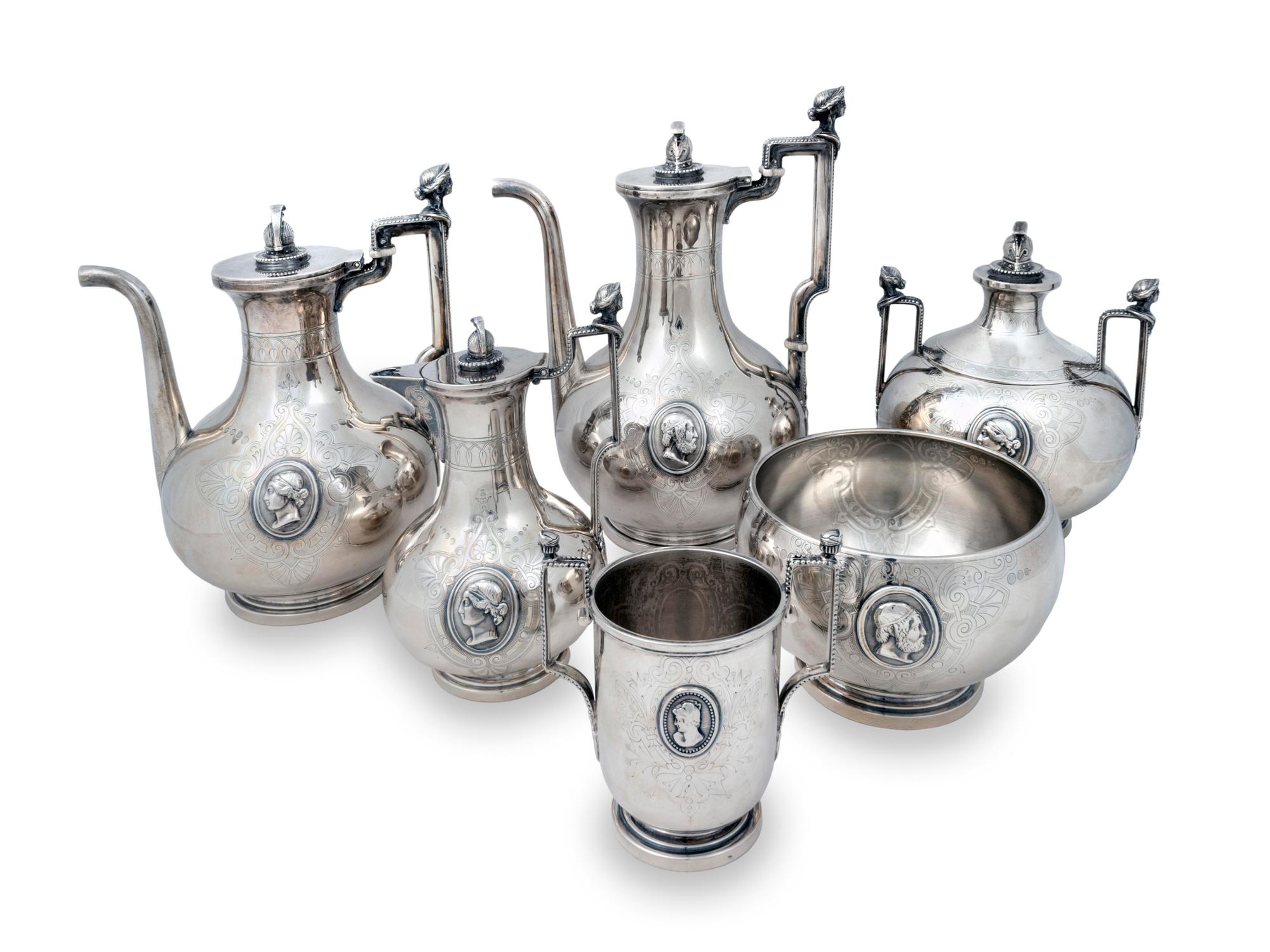 An American Silver Neoclassical Style Tea Set — Bigelow Bros. & Kennard, Boston, MA, circa 1860-70