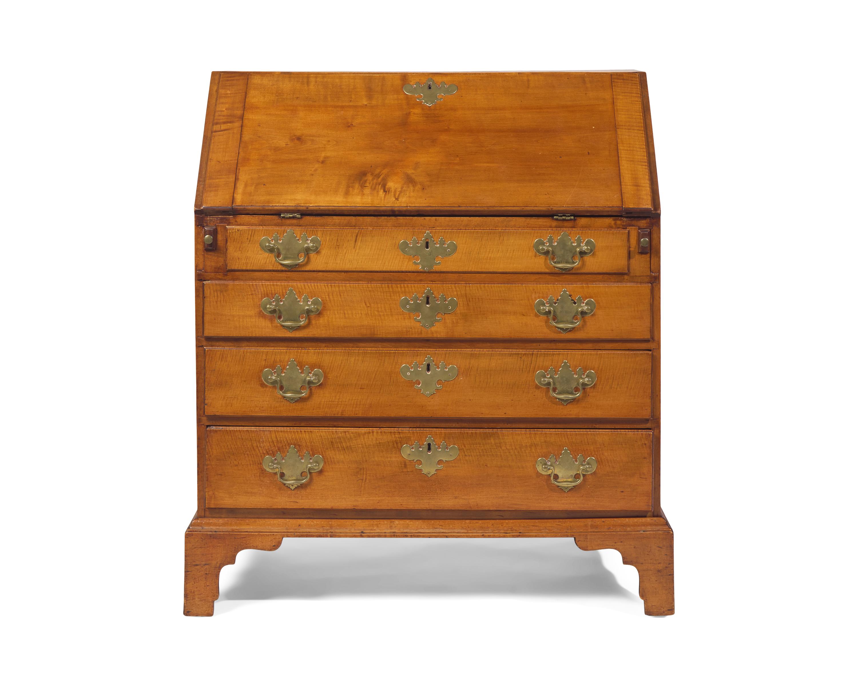 A Chippendale Tiger Maple Slant-Front Desk