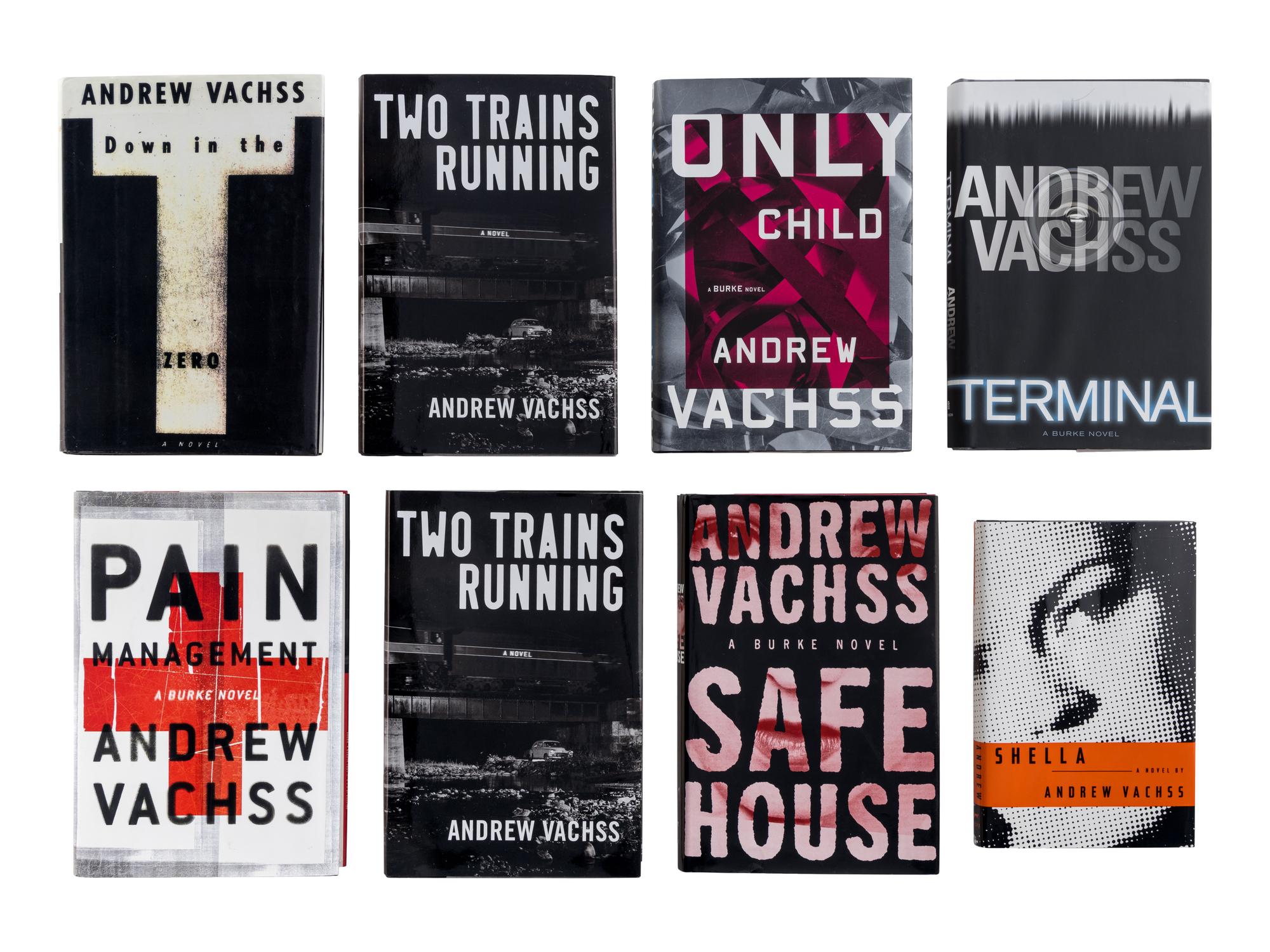 VACHSS, Andrew (1942-2021). A group of 8 works by Vachss, ALL FIRST EDITIONS, ALL SIGNED OR INSCRIBED, comprising: