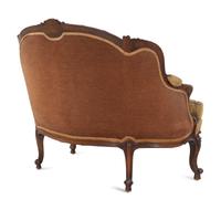 A Louis XV Style Carved Walnut Settee with Tapestry Upholstery