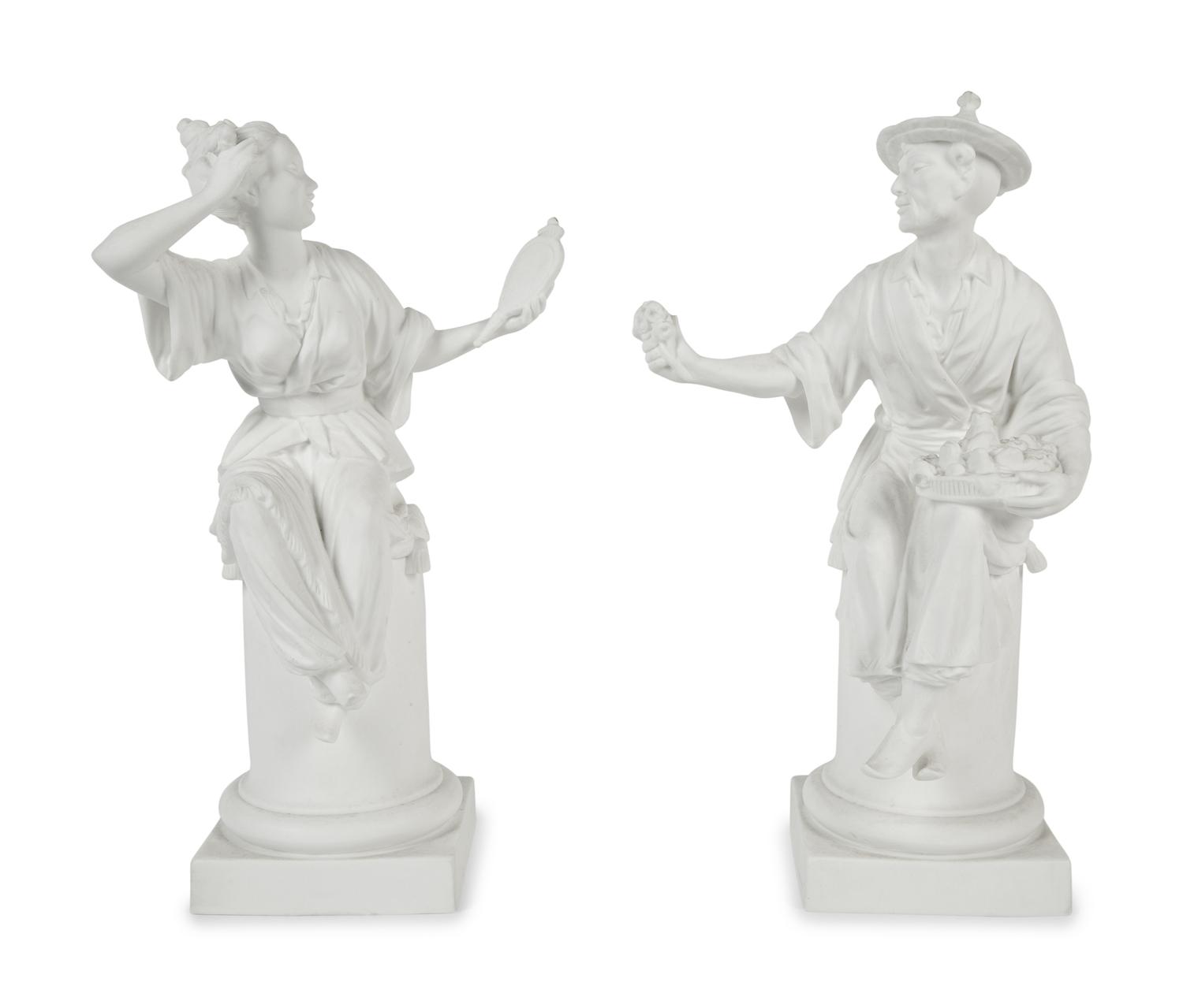 A Pair of Royal Worcester Porcelain Chinoiserie Figures