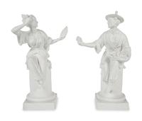 A Pair of Royal Worcester Porcelain Chinoiserie Figures