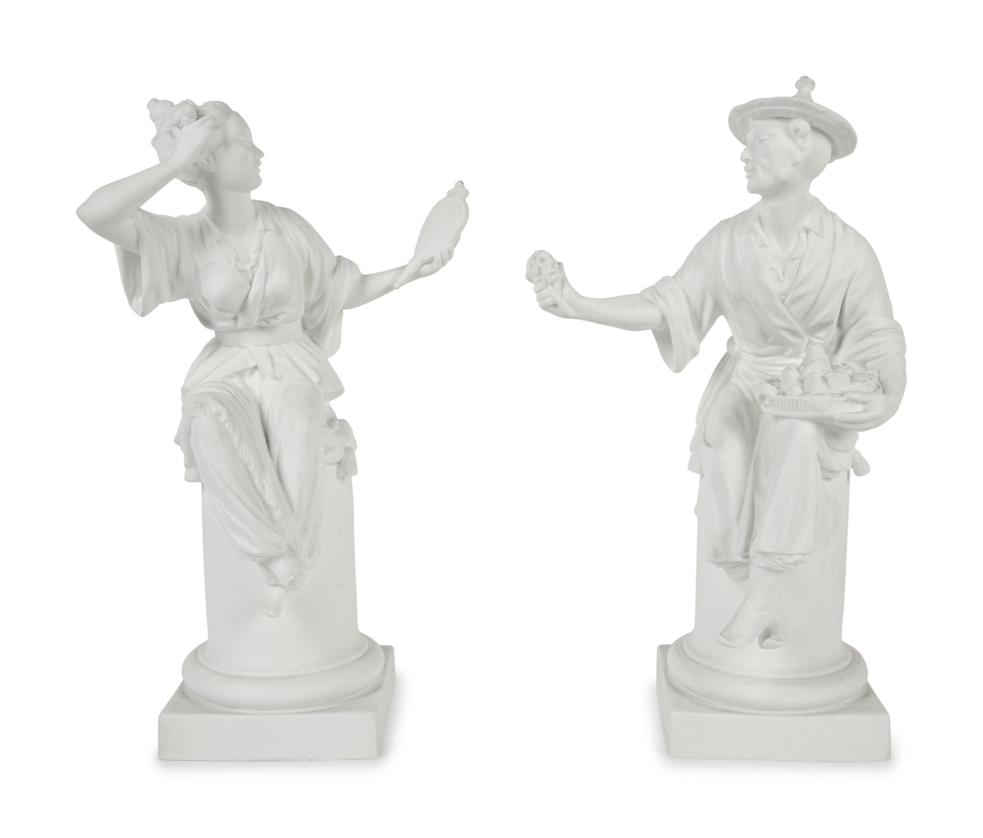 A Pair of Royal Worcester Porcelain Chinoiserie Figures