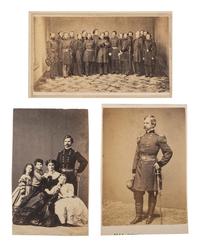 [CIVIL WAR]. A group of 3 CDVs of Union General Nathaniel P. Banks, his staff, and family.