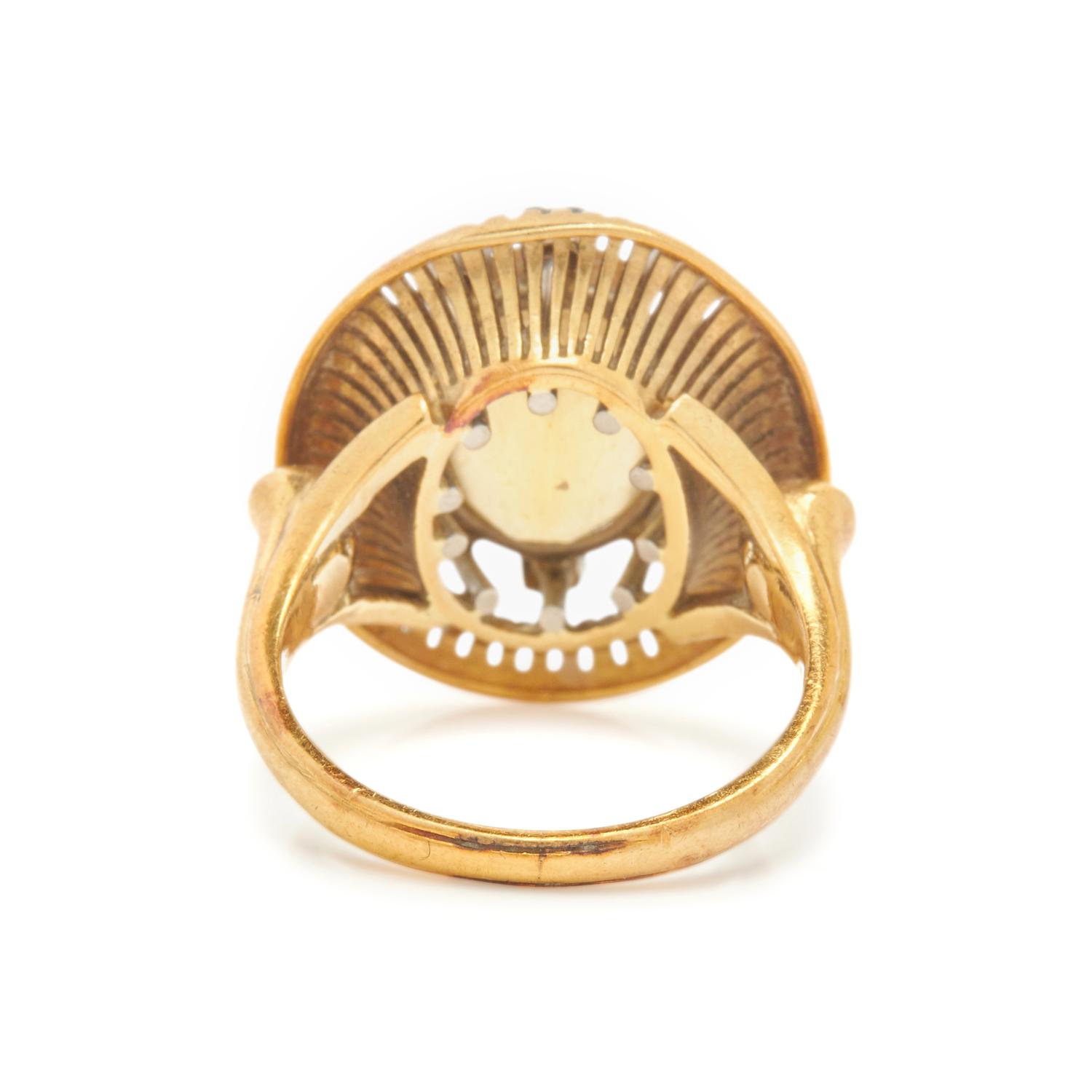 YELLOW GOLD, DIAMOND, AND CITRINE RING
