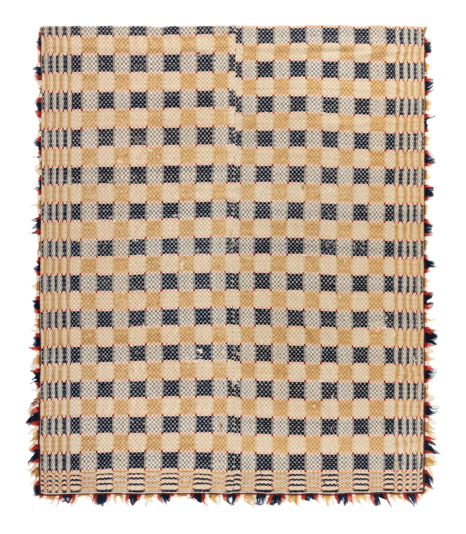 A Jacquard Woven Linen, Cotton and Wool Coverlet
