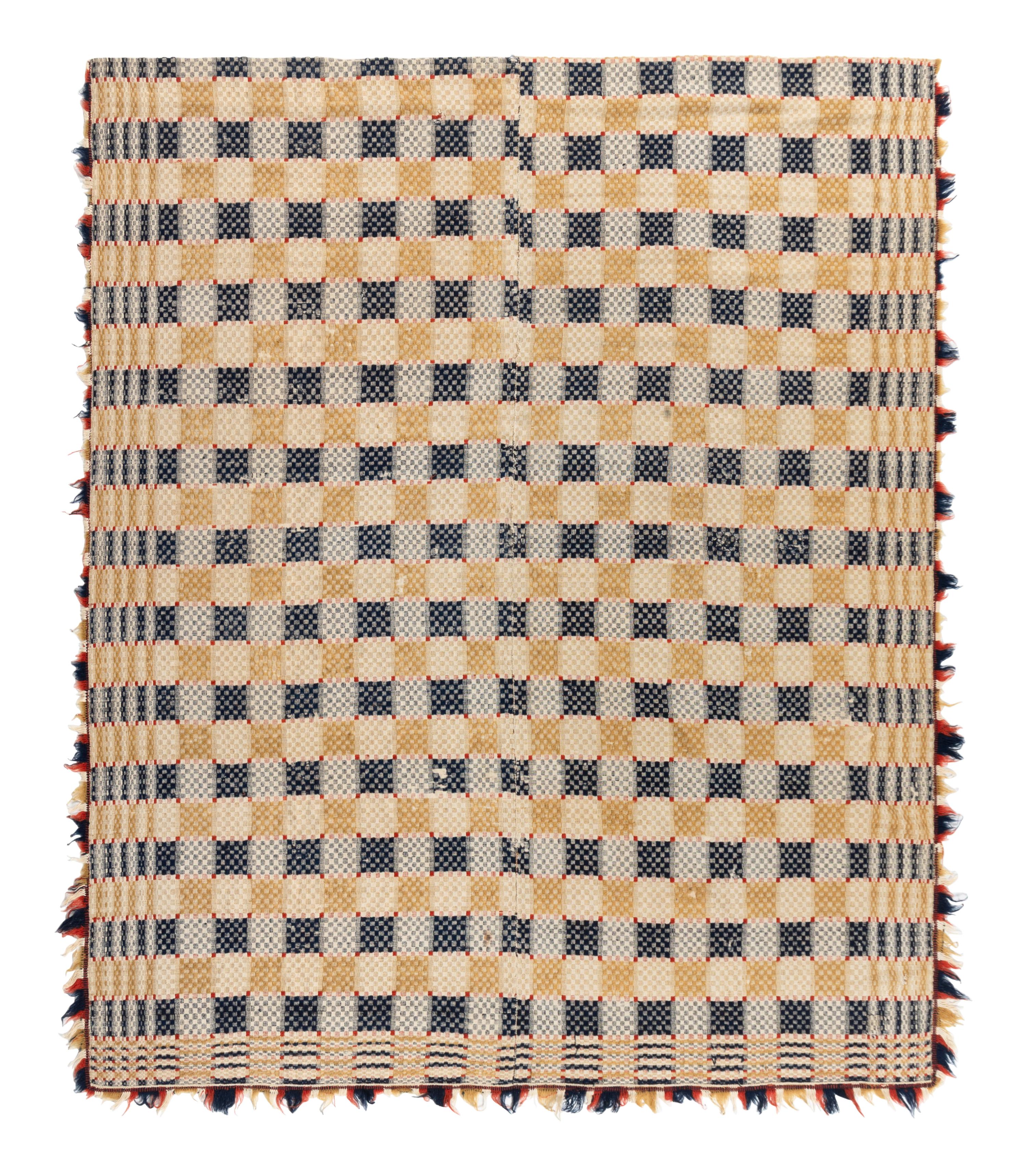 A Jacquard Woven Linen, Cotton and Wool Coverlet