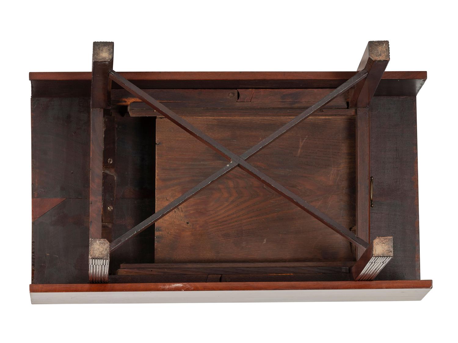 A Chippendale Figured Mahogany X-Form Stretcher Base Pembroke Table