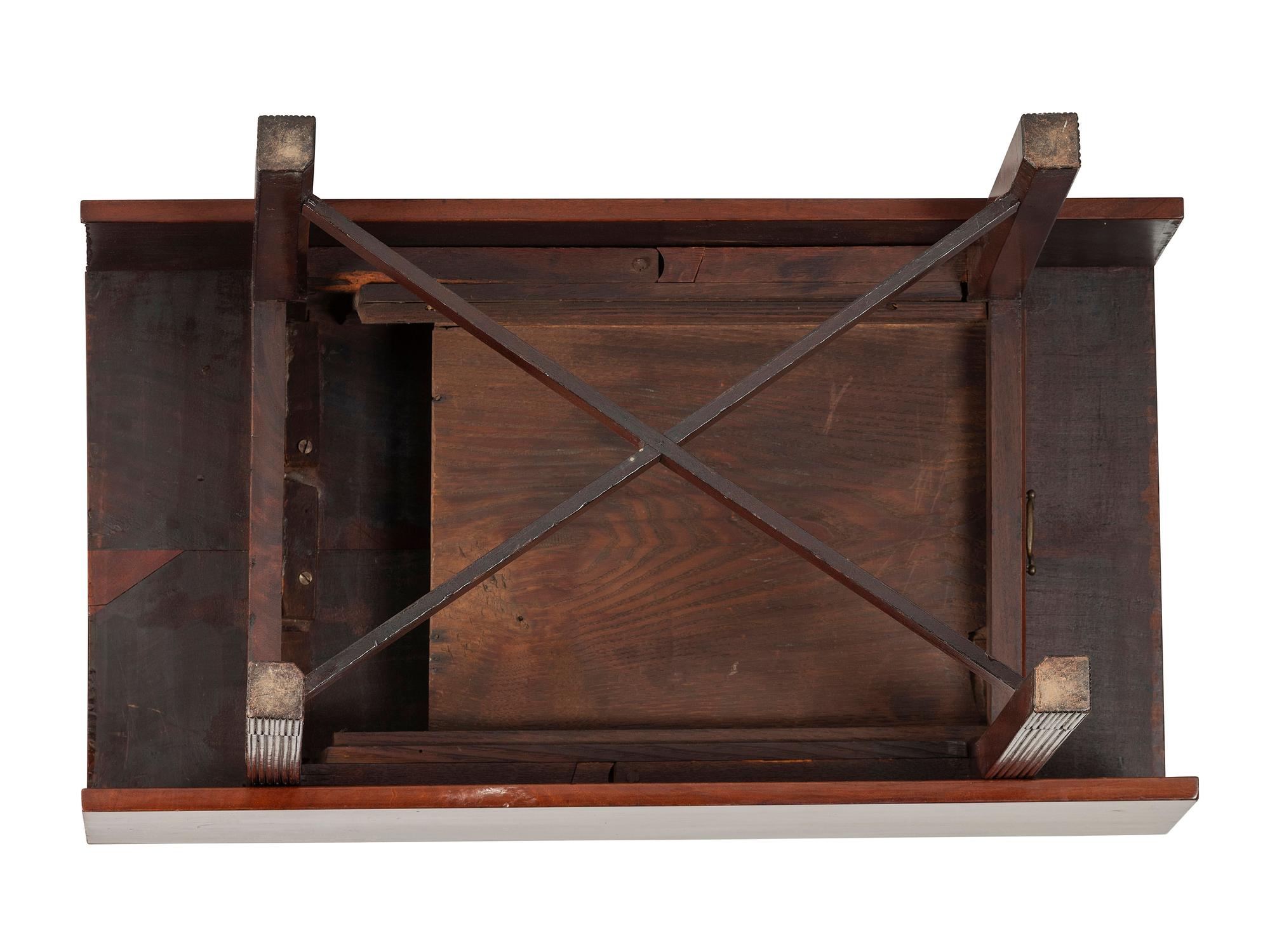 A Chippendale Figured Mahogany X-Form Stretcher Base Pembroke Table