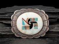Silver and Mosaic Inlay Belt Buckle