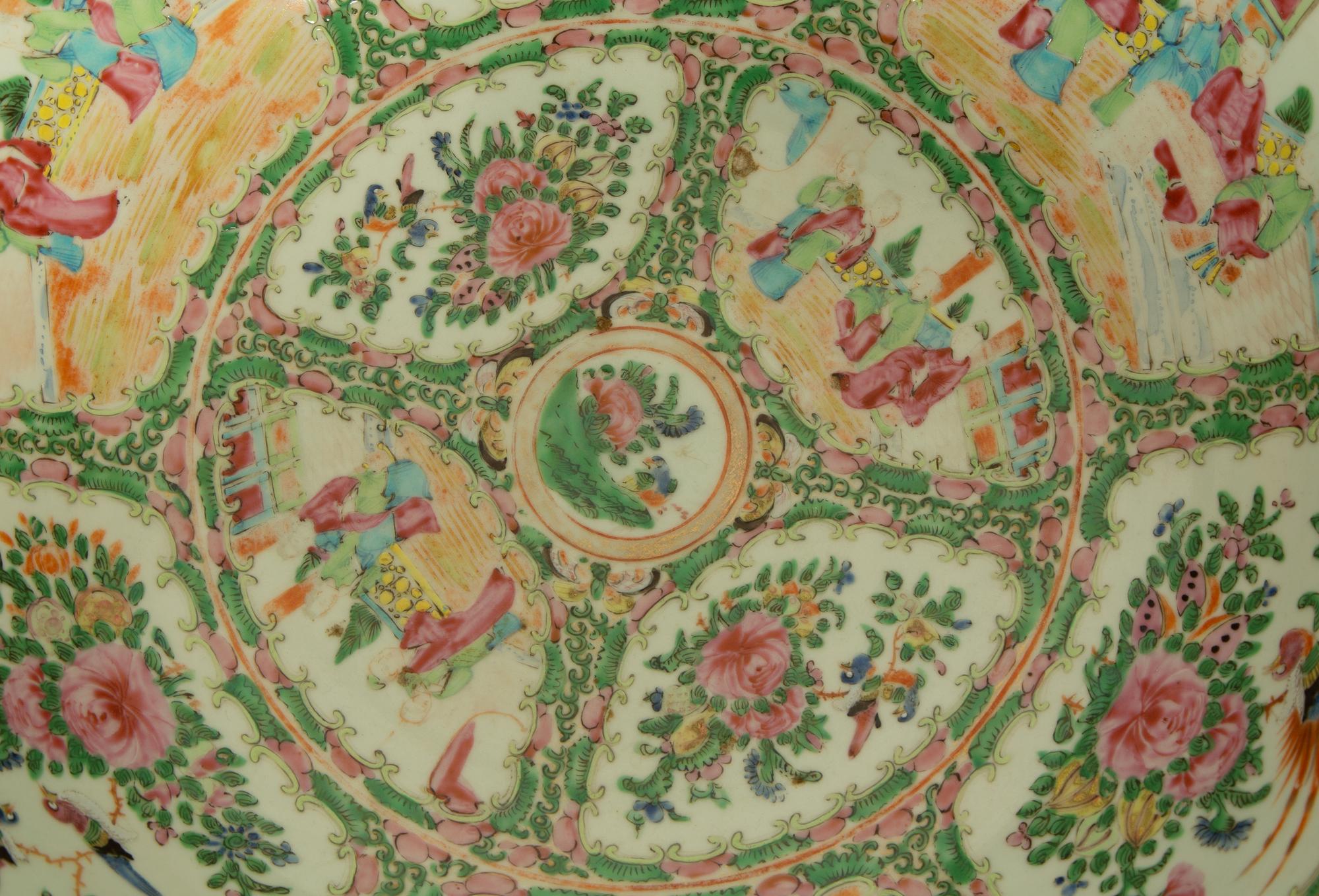 A Chinese Rose Medallion Porcelain Punch Bowl