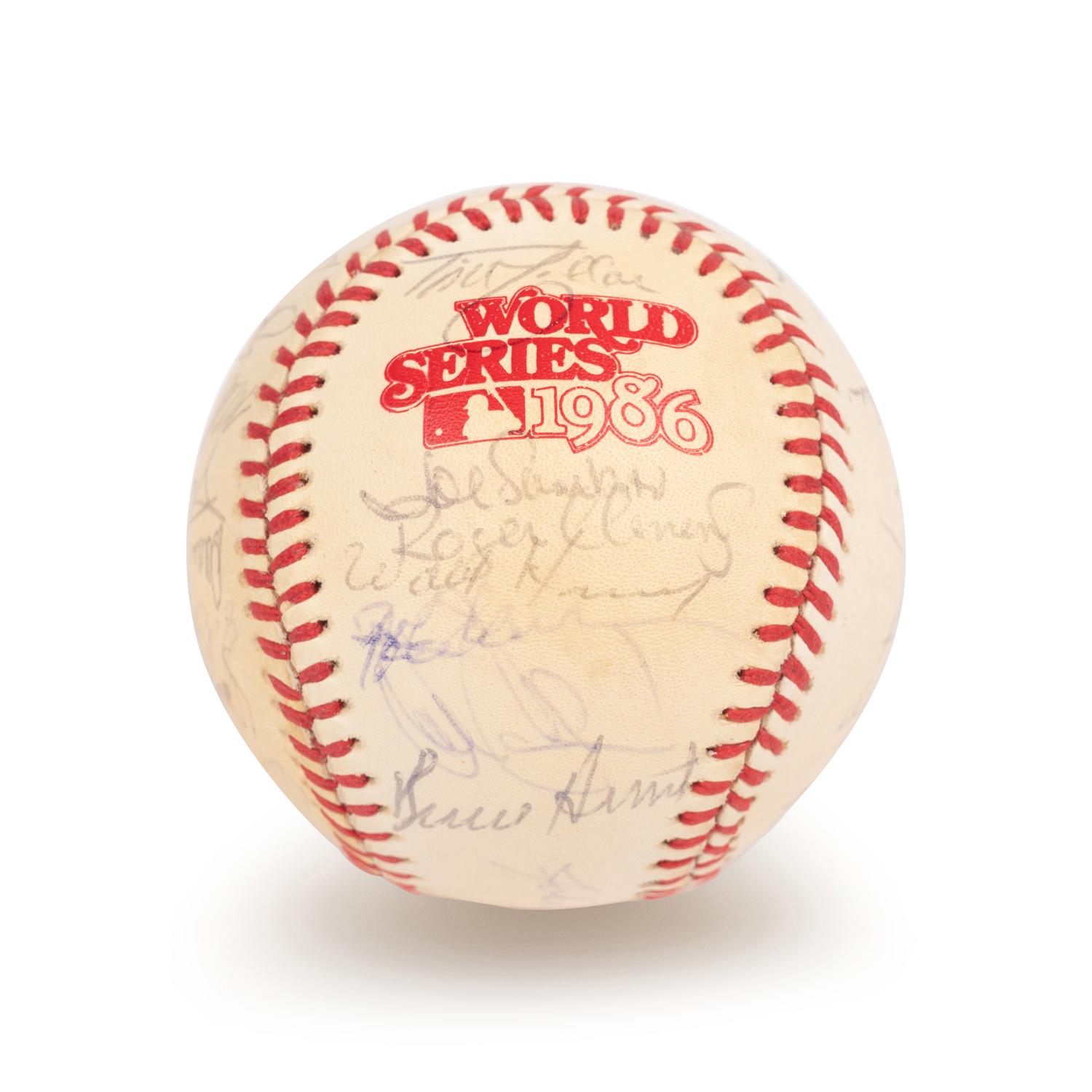 A 1986 Boston Red Sox American League Champions Team Signed Autograph Baseball with 32 Signatures (Beckett Authentication Services Letter BAS Certified),