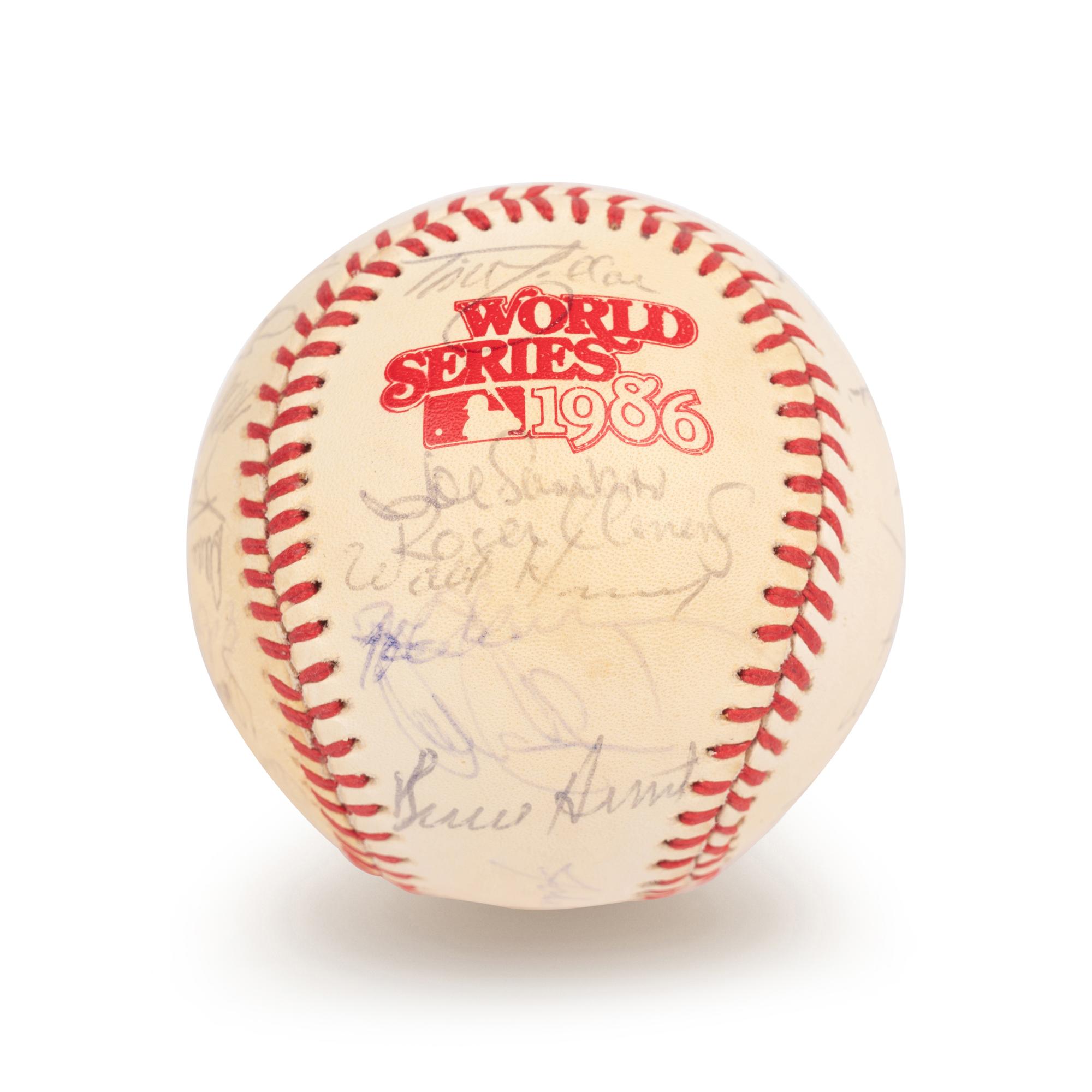 A 1986 Boston Red Sox American League Champions Team Signed Autograph Baseball with 32 Signatures (Beckett Authentication Services Letter BAS Certified),