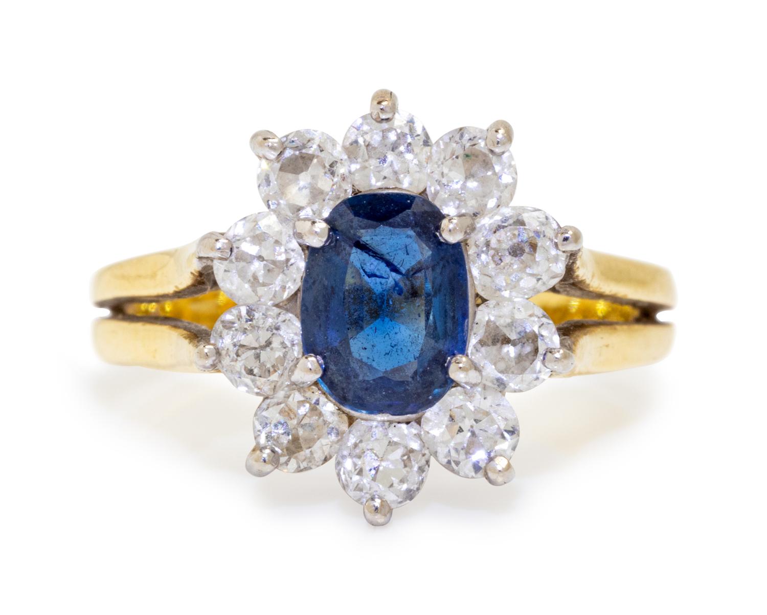 A Bicolor Gold, Sapphire and Diamond Ring,
