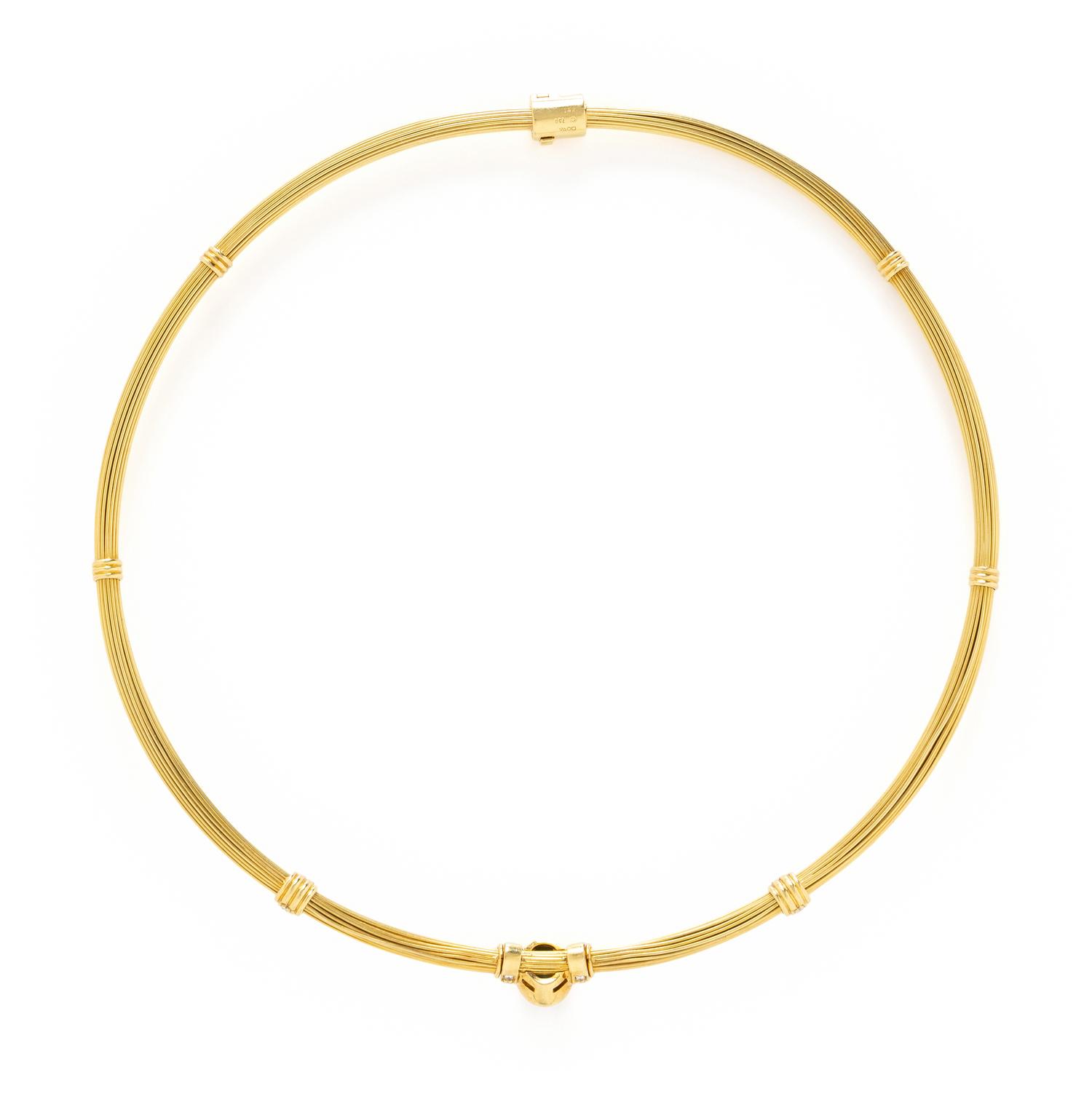 YELLOW GOLD, GREEN TOURMALINE, AND DIAMOND NECKLACE