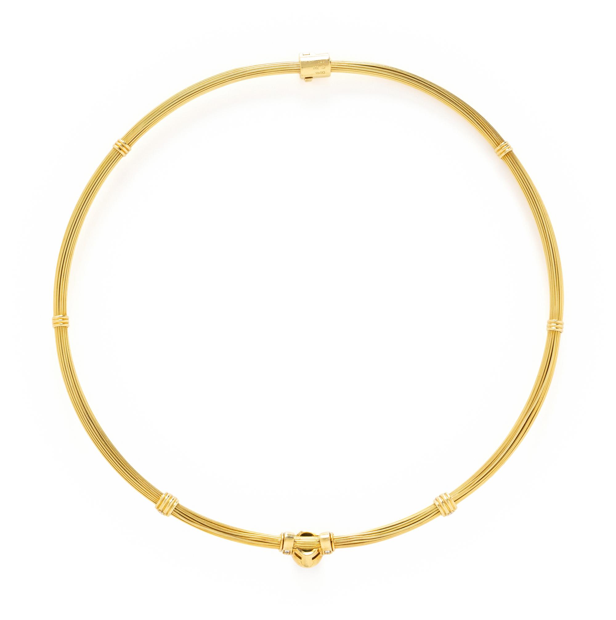 YELLOW GOLD, GREEN TOURMALINE, AND DIAMOND NECKLACE