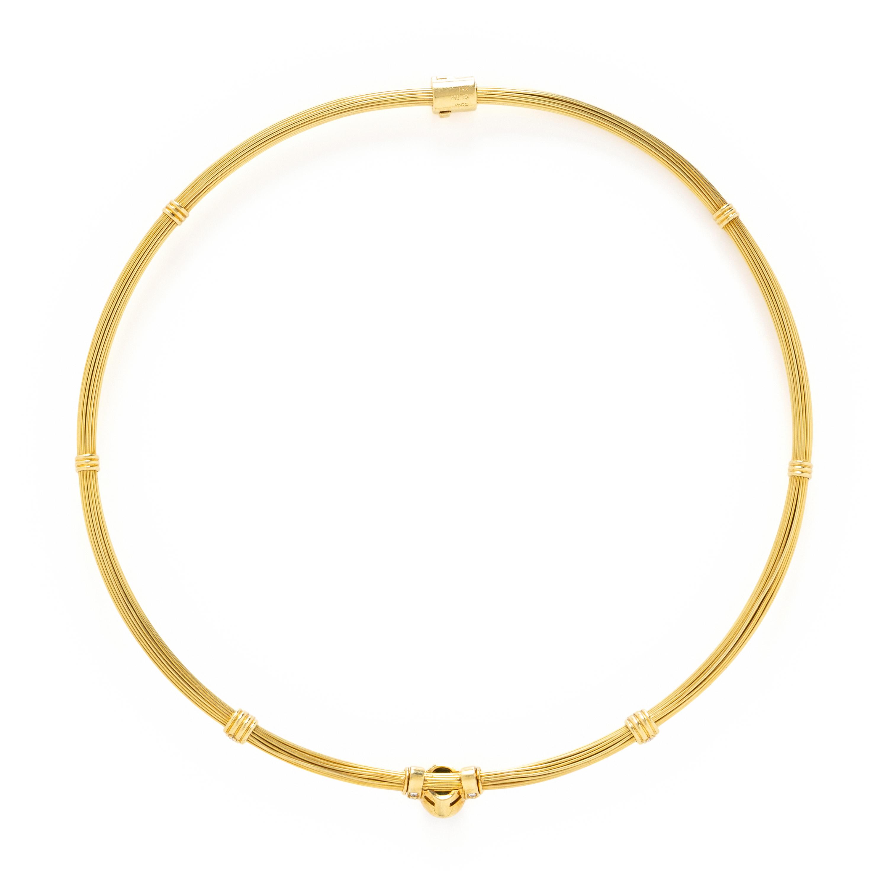 YELLOW GOLD, GREEN TOURMALINE, AND DIAMOND NECKLACE