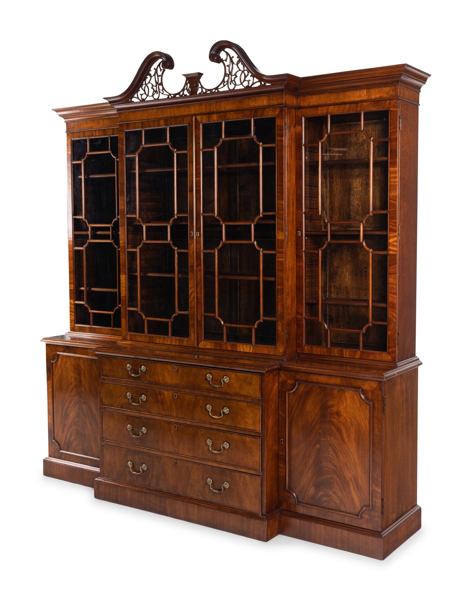 A George III Style Mahogany Breakfront Bookcase