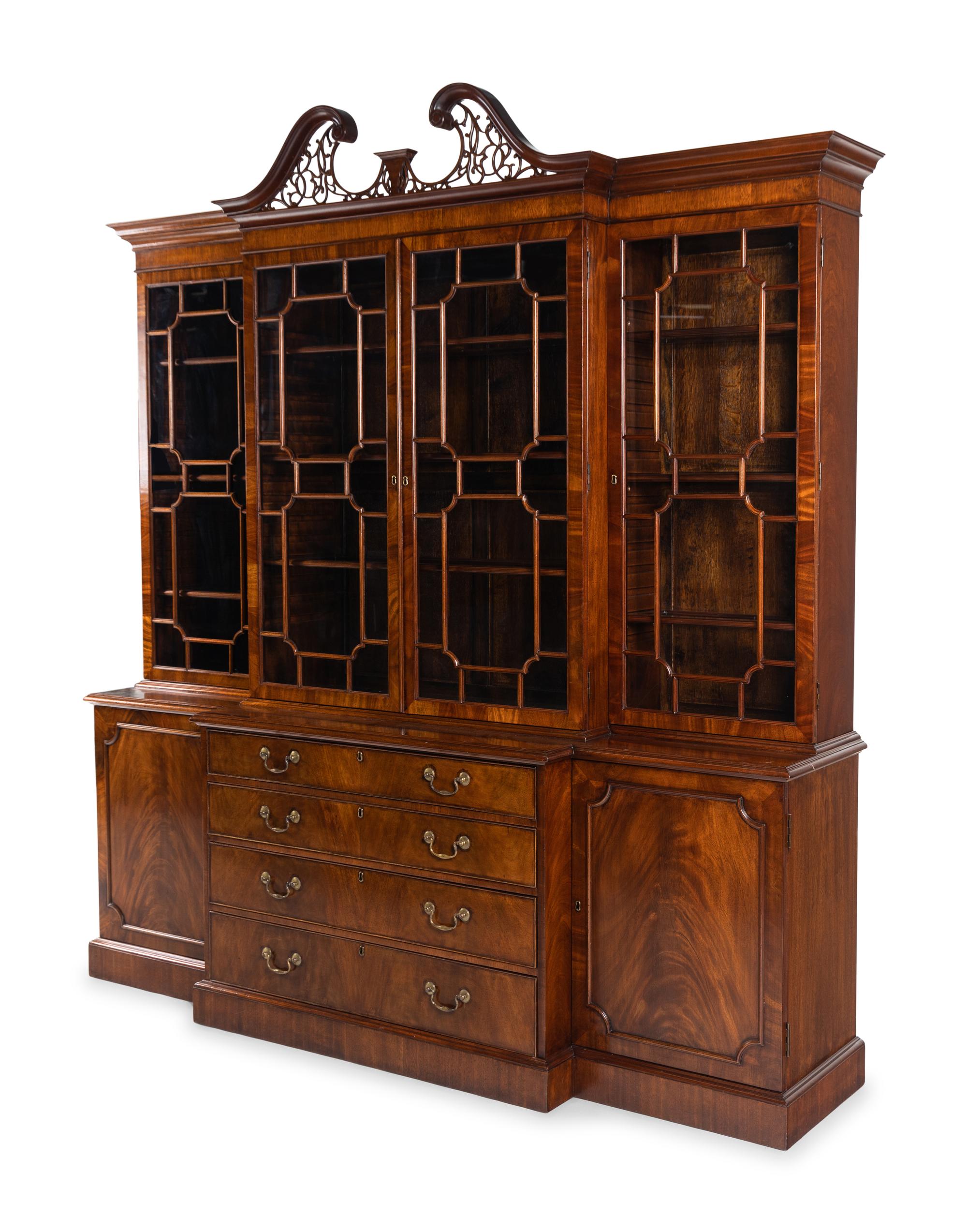 A George III Style Mahogany Breakfront Bookcase