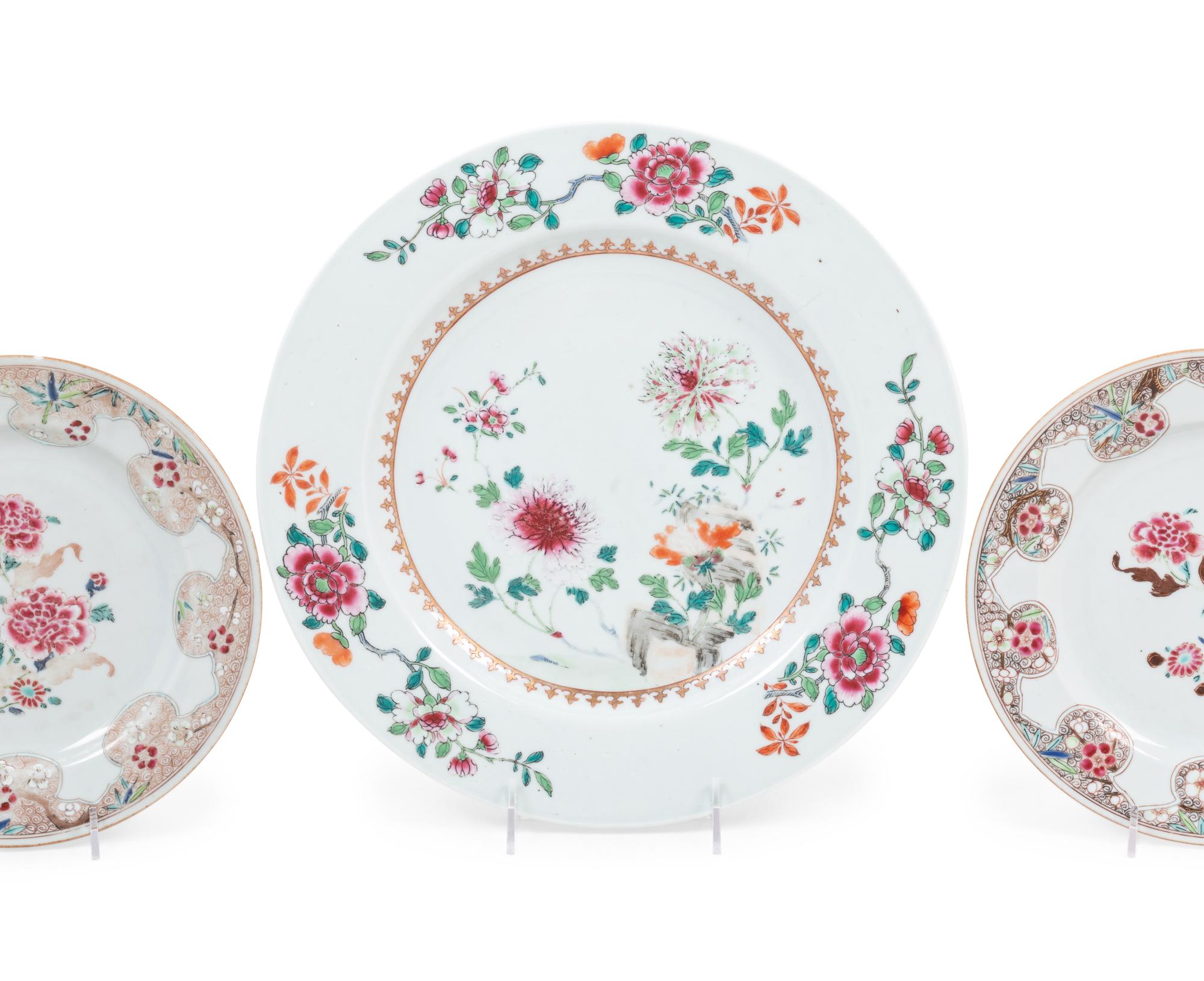 Five Export Famille Rose Porcelain 'Floral' Plates