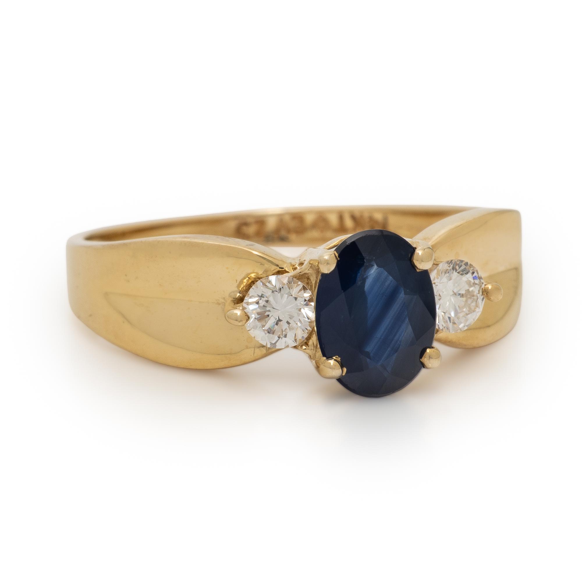 Sapphire, Diamond, and Yellow Gold Ring