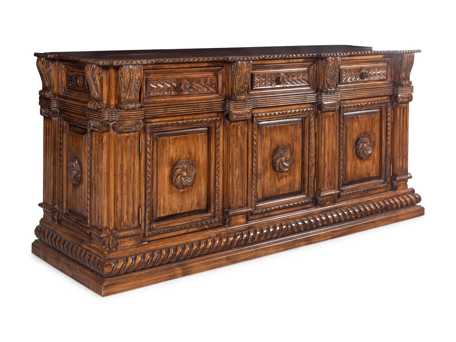 An Italian Baroque Style Walnut Serving Cabinet