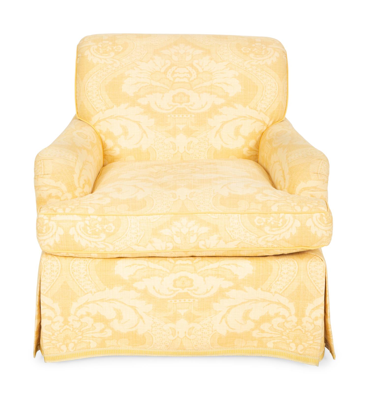 A Yellow-Cotton Upholstered Easy Chair