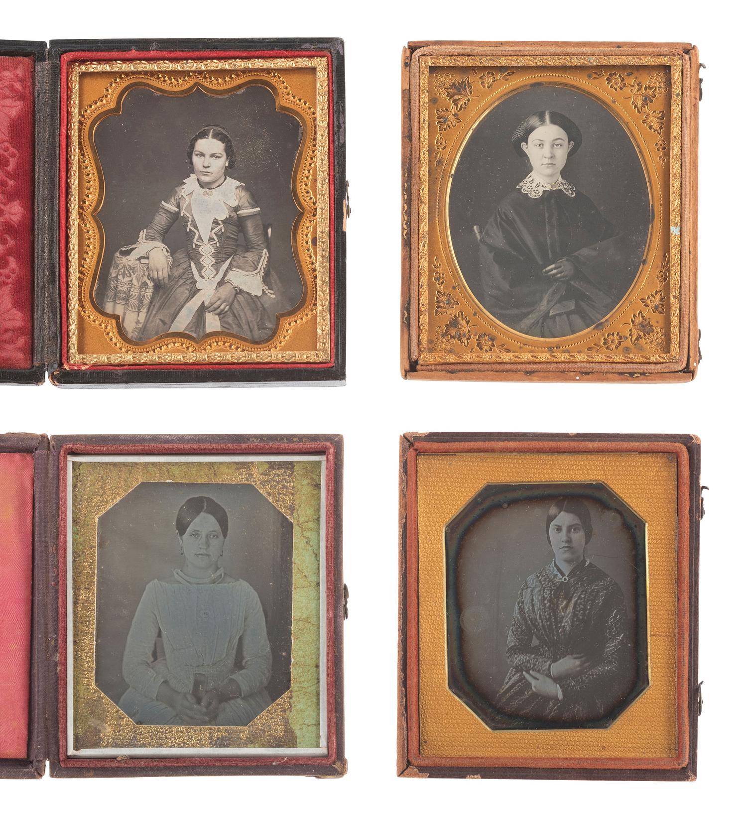 [EARLY PHOTOGRAPHY]. 26 sixth plate daguerreotypes of girls and young ladies.