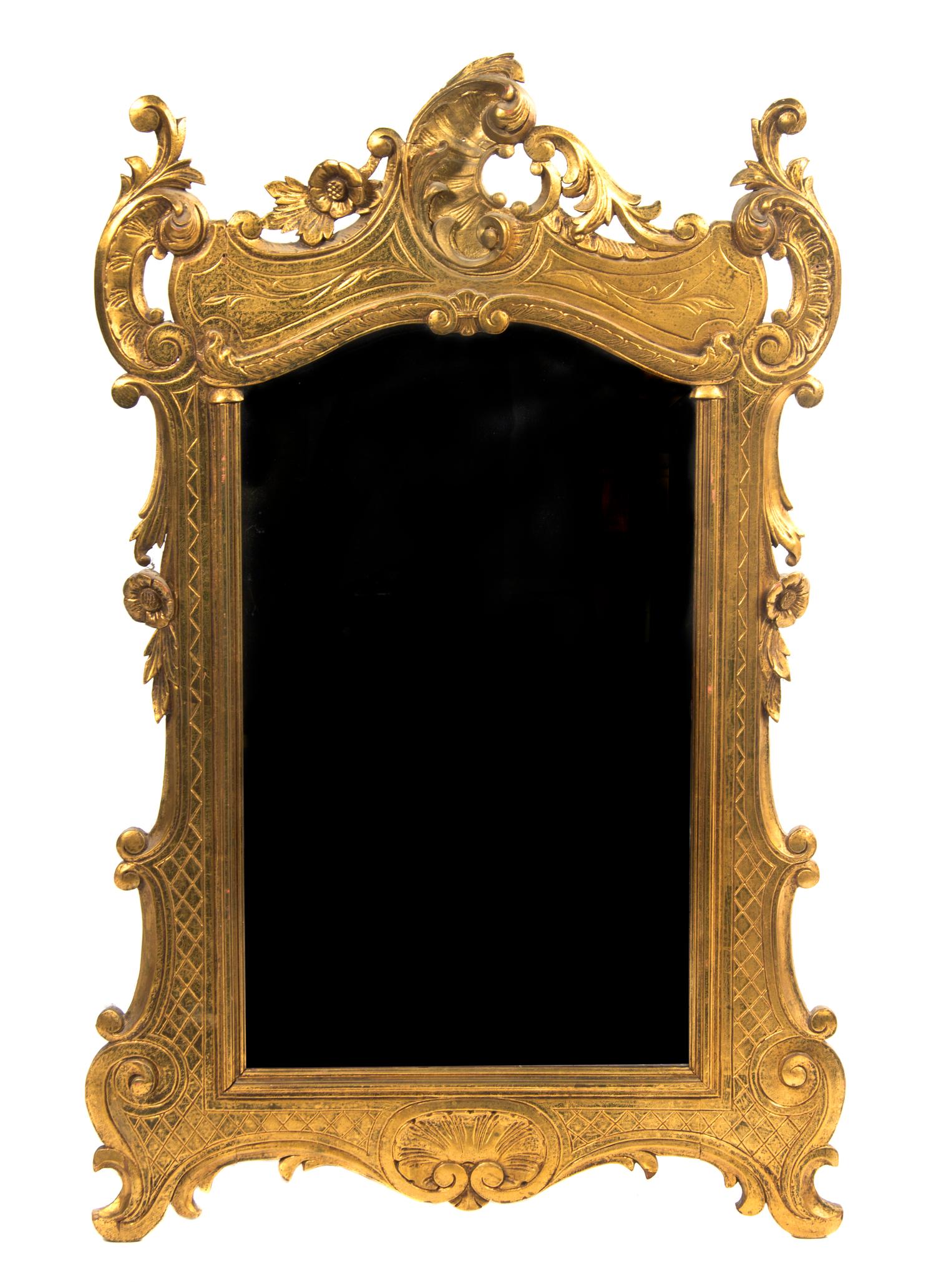 A Victorian Giltwood Pier Mirror, Height 65 x width 28 3/4 inches.