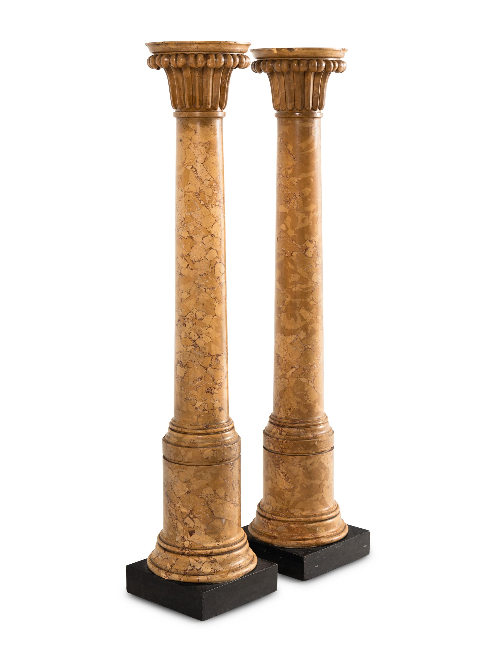 A Pair of Yellow Scagliola Pedestals