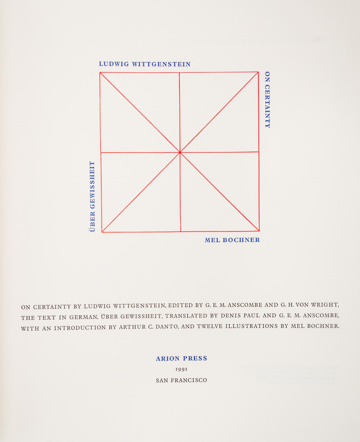 WITTGENSTEIN, LUDWIG On Certainty, 1991. Limited