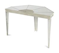 A Pair of Custom Painted and Mirror-Veneered Console Tables