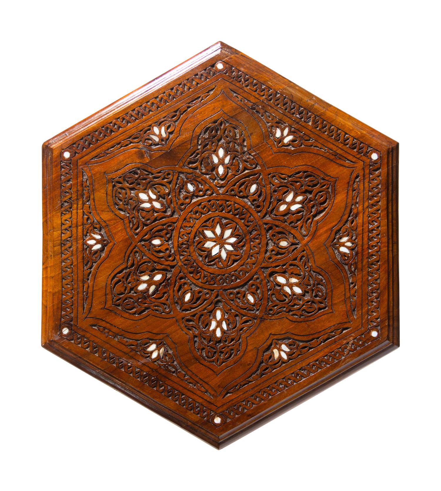 A Syrian Mother-of-Pearl Inlaid Walnut Side Table
