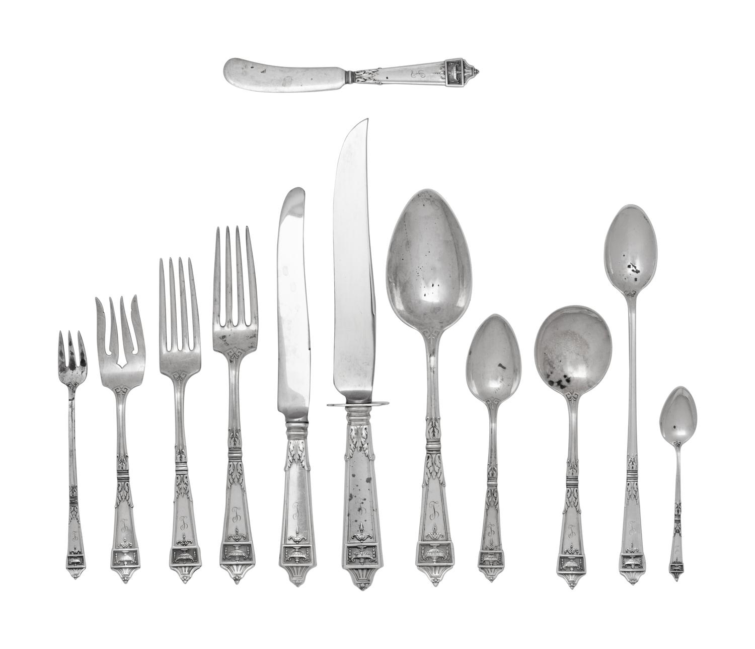 An American Cased Silver Flatware Service