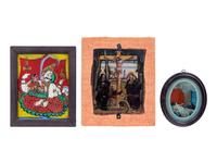 A Collection of Thirteen Continental Reverse-Painted Glass Plaques and Miniature Paintings