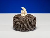 Lidded Baleen Basket, with Carved Bear and Seal Finial