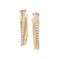 DAVID YURMAN, BICOLOR GOLD AND DIAMOND HOOP EARRINGS