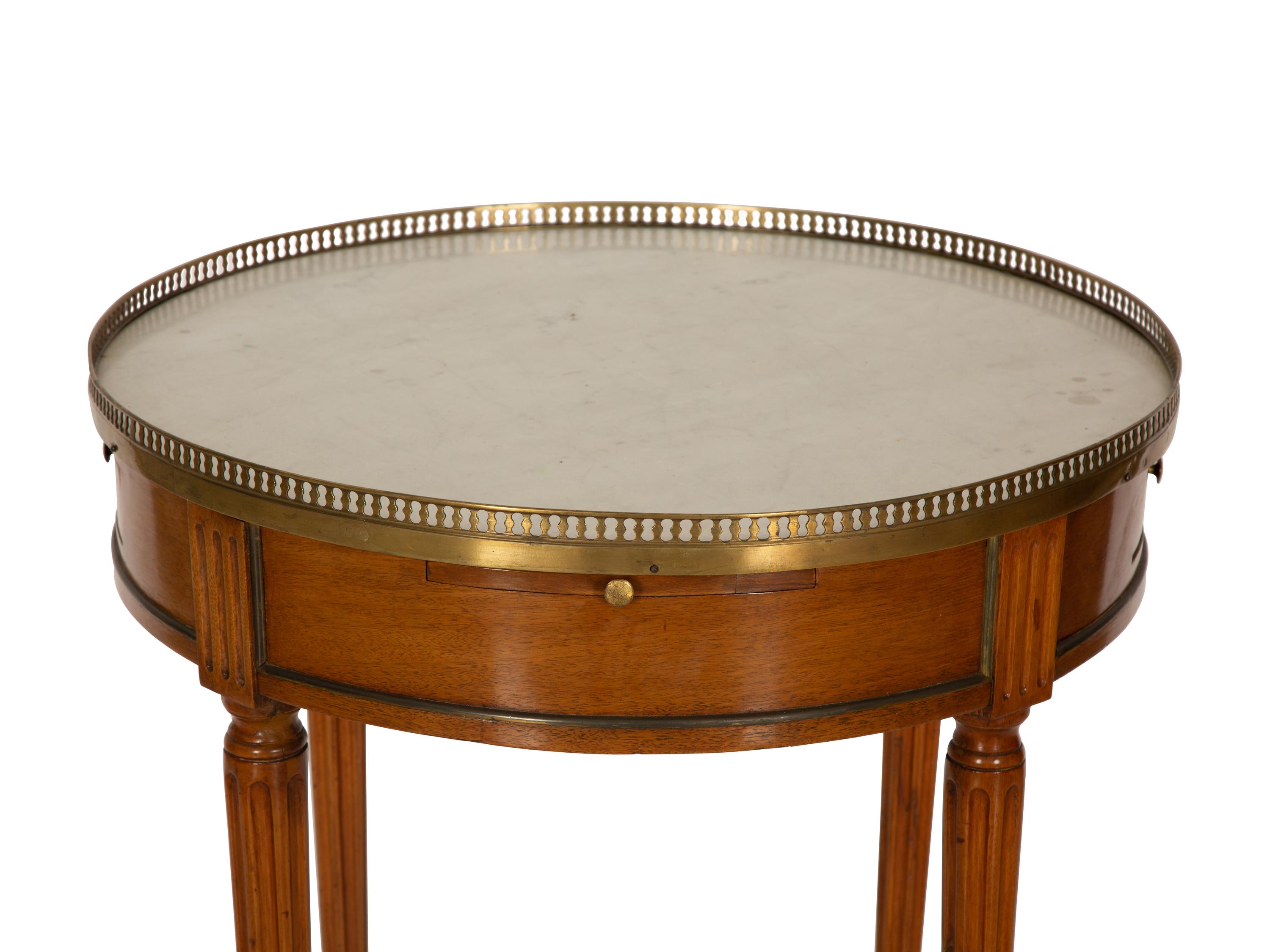 A Louis XVI Style Mahogany Marble-Top Bouillotte Table