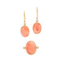 CORAL AND DIAMOND SET