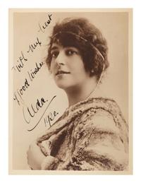 ALDA, Frances (1879-1952). Sepia photographic print signed and inscribed (“With my best of good wishes. Alda. 1920.”) by Mishkin.